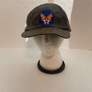Vintage Broner Hat Made USA‎ Genuine Leather Military Patch Cap Strap back